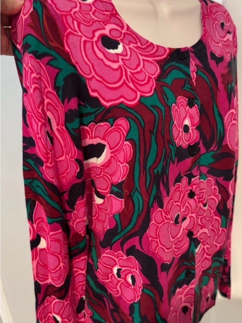 Talbots Pink Floral Button-Front Cardigan - Picture 5 of 9